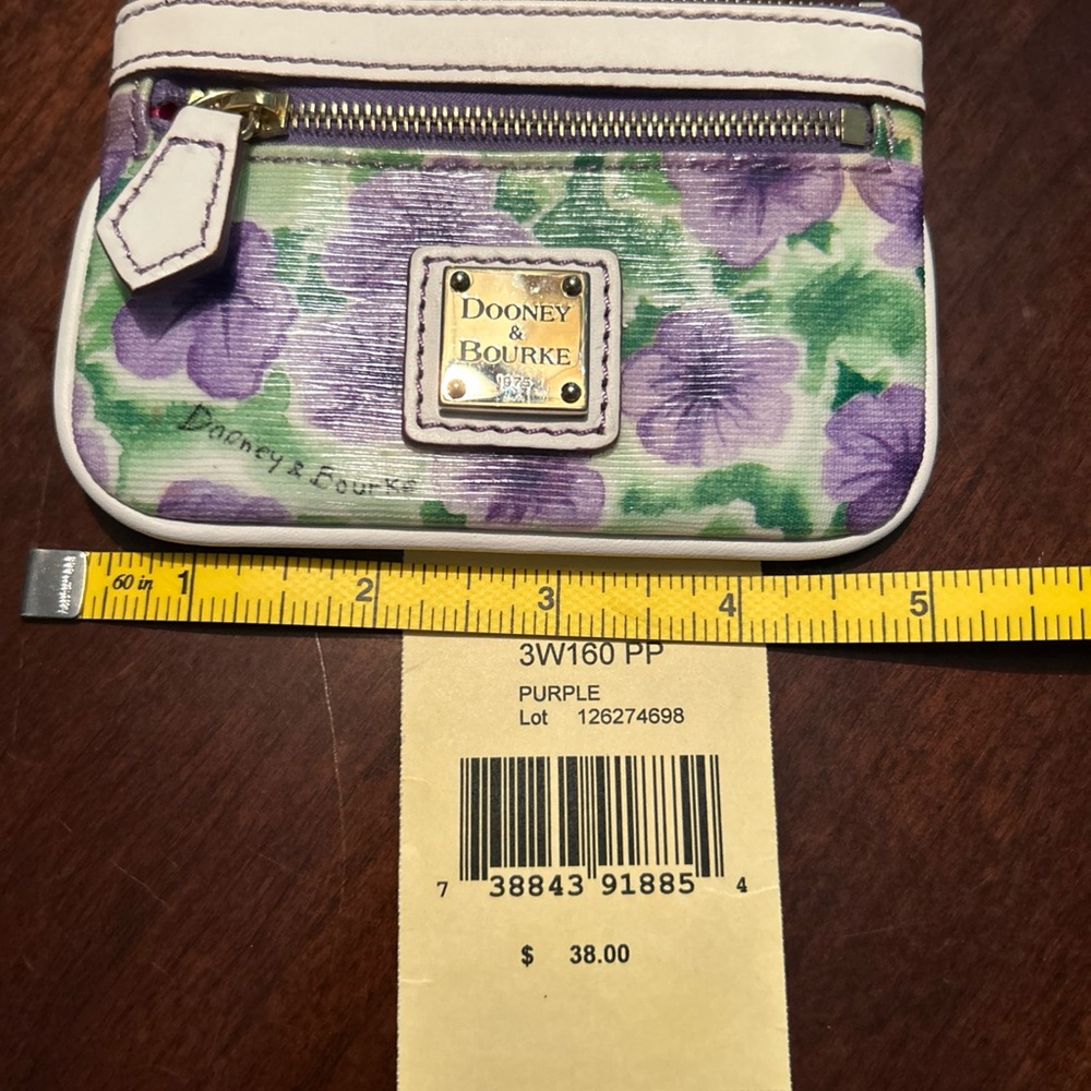 Dooney & Bourke Vintage Purple Petunia Floral Women's Keychain Card/Change Holde